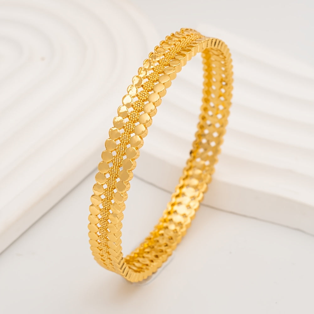 A set of four bangles inspired by Dubai fashion, designed for women who want to exude a sexy and vacation-ready style. Made from high-quality alloy material, these bangles are ideal for parties, holidays, and even Thanksgiving Day. Versatile enough to be