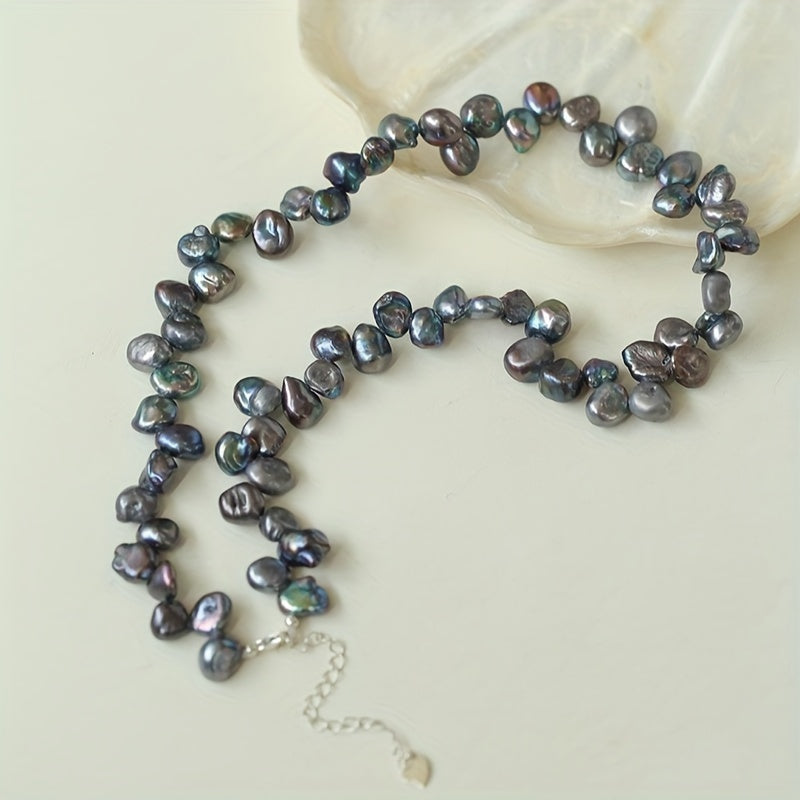 Chic Grey Petal Pearl Necklace - Ideal for Everyday Wear and Special Occasions - Simply Stylish, Effortless