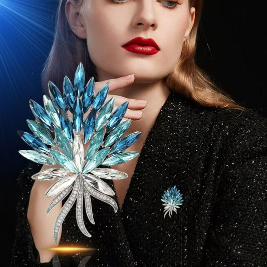 Stylish Blue Crystal Wheat Ear Brooch - Perfect for Dressing Up Outfits, Waistbands, and Hats