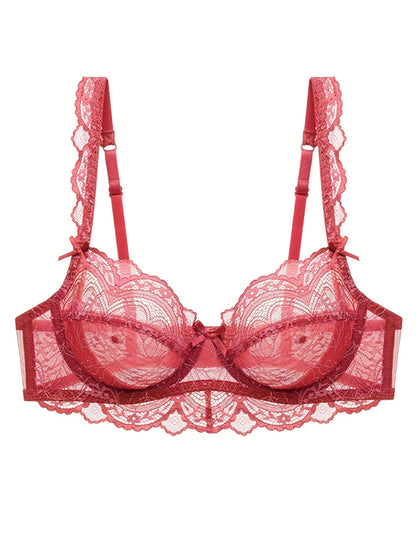 Plus Size Ultra-Thin Lace Lingerie Set with Bow Detail