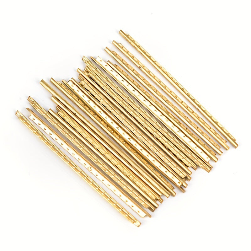 Brass fret wire set for acoustic & bass guitars, 19pcs with golden finish, 2.2mm width.