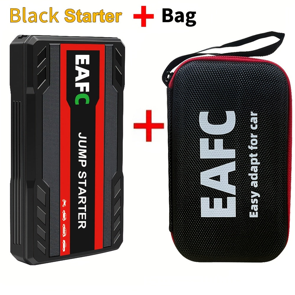 Portable car jump starter with LED light, supports starting gasoline cars up to 3.0L.