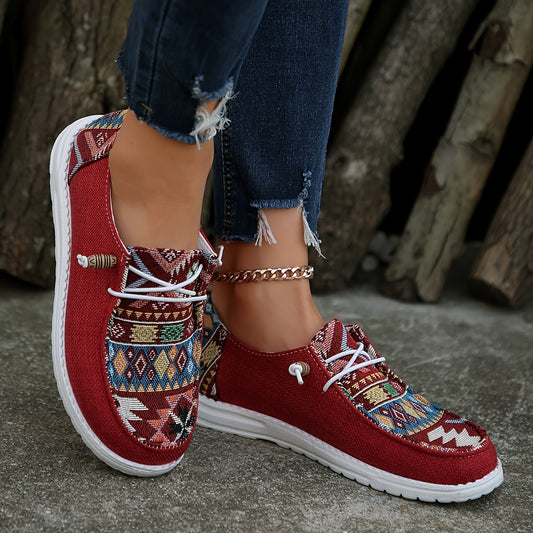 Stylish Bohemian slip-on flats for women.