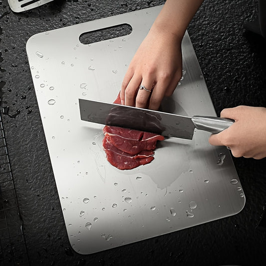 High-quality titanium steel cutting board preserves flavor and is ideal for kitchen and dining.