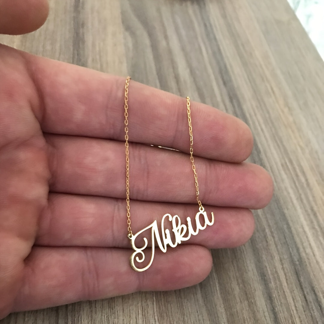 Sophisticated Personalized Stainless Steel Pendant Necklace - Custom Name Design, Perfect for Everyday Wear, Fashionable Women's Jewelry, Sleek and Flexible Accessories