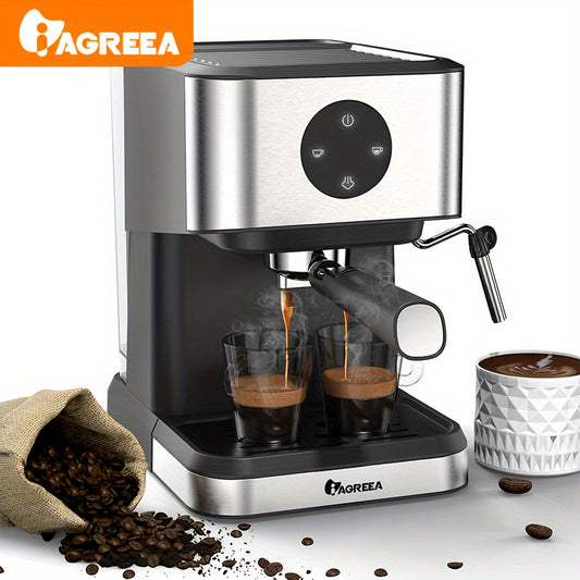 20 Bar Espresso Coffee Machine with Steam Wand, 1.5L Water Tank, Semi-Automatic for Espresso, Latte, and Cappuccino, 1050W, includes FREE Plug Adapter for Winter.