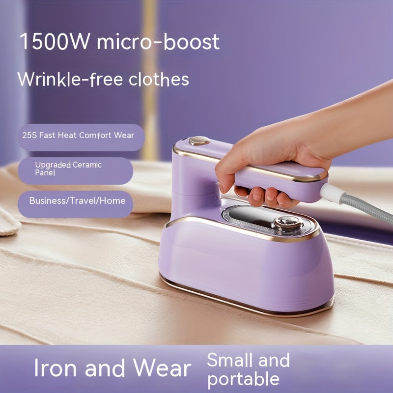 Handheld Portable Steam Ironing Machine - Perfect for Travel and Dorm Rooms! Get wrinkle-free clothes on the go with this convenient mini electric steam iron. Great for clothing, shirts, and more. The ideal travel gift and essential for any dorm room.