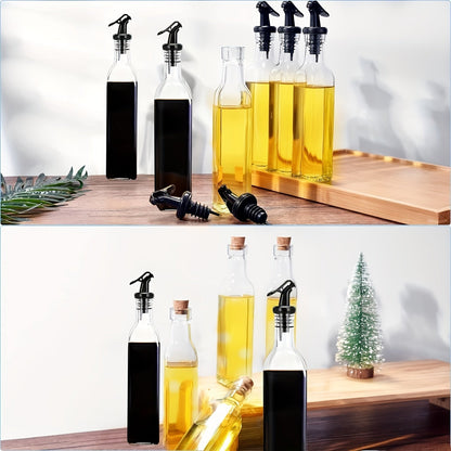 This bamboo rack comes with a set of four glass oil bottles, each with a 500ml capacity and a convenient pouring spout. Perfect for storing and dispensing salad dressing, olive oil, and coconut oil, this set is a helpful and user-friendly addition to any