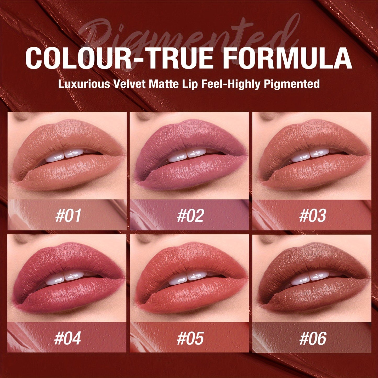 Aviérli Matte Labial Qalam Pushti, Qizil, Nudes ranglarida, uzoq muddatli, suvga chidamli, har kuni glam va bayram partiyalari uchun namlantiruvchi formula.