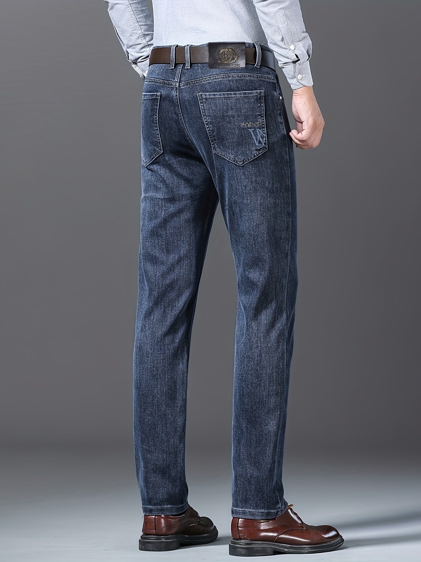 Men's Classic Blue Denim Jeans, Slim Fit with Stretch Blend for Comfort in Business or Casual Wear