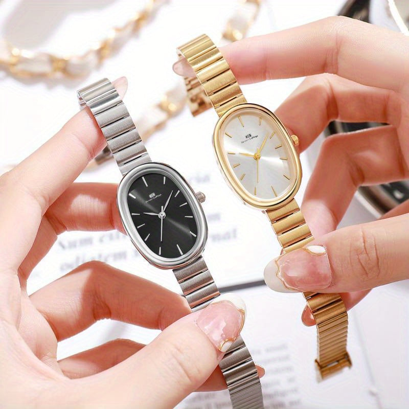 Fresh, stylish wristwatch with forest-themed dial and steel strap, suitable for students.