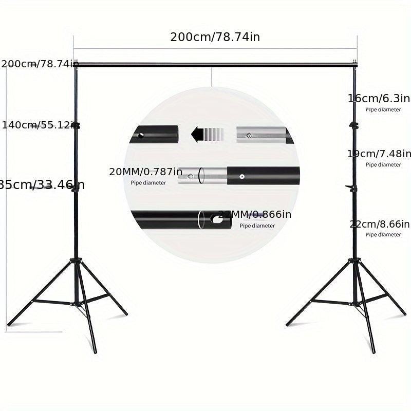 Photography studio backdrop stand kit for photo and video sessions.