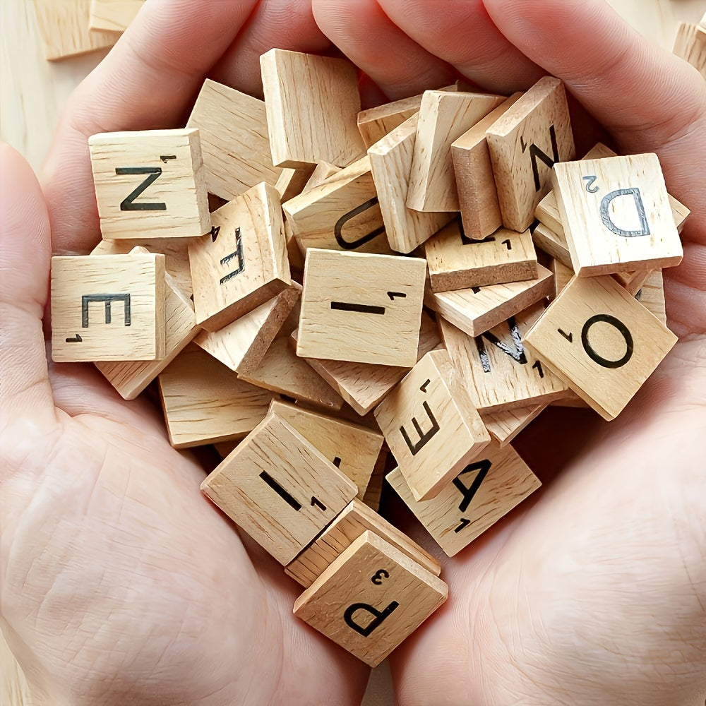 Premium Wooden Letter Tiles Set: 52/100/200 Pieces for Crafting, Coasters, and Word Games