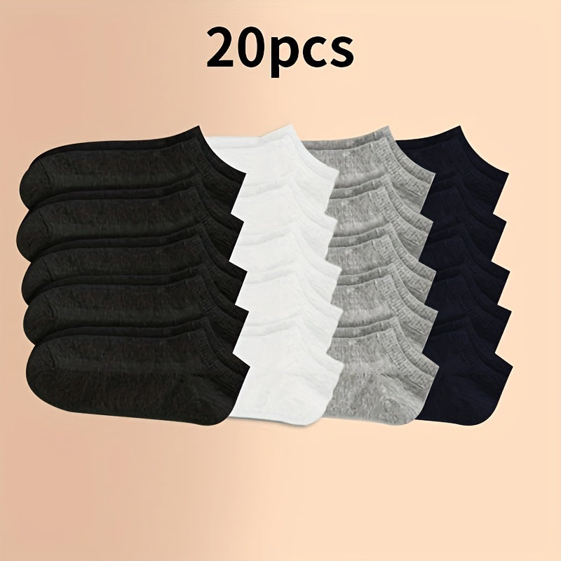 20 pairs of soft and lightweight solid ankle socks for men and women