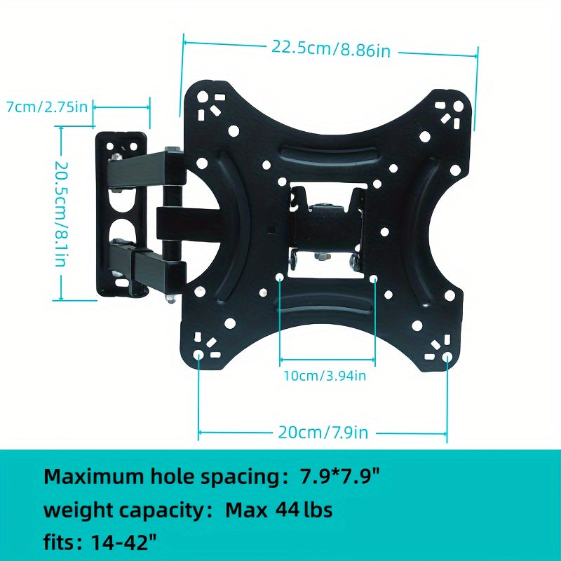 Adjustable TV & Monitor Wall Mount Bracket with Full Motion Articulating Arms for Swivel, Tilt & Extension - Compatible with 32-55 inch LED LCD Flat Curved Screens, Holds up to 44 lbs, Easy Installation with No Power Required.