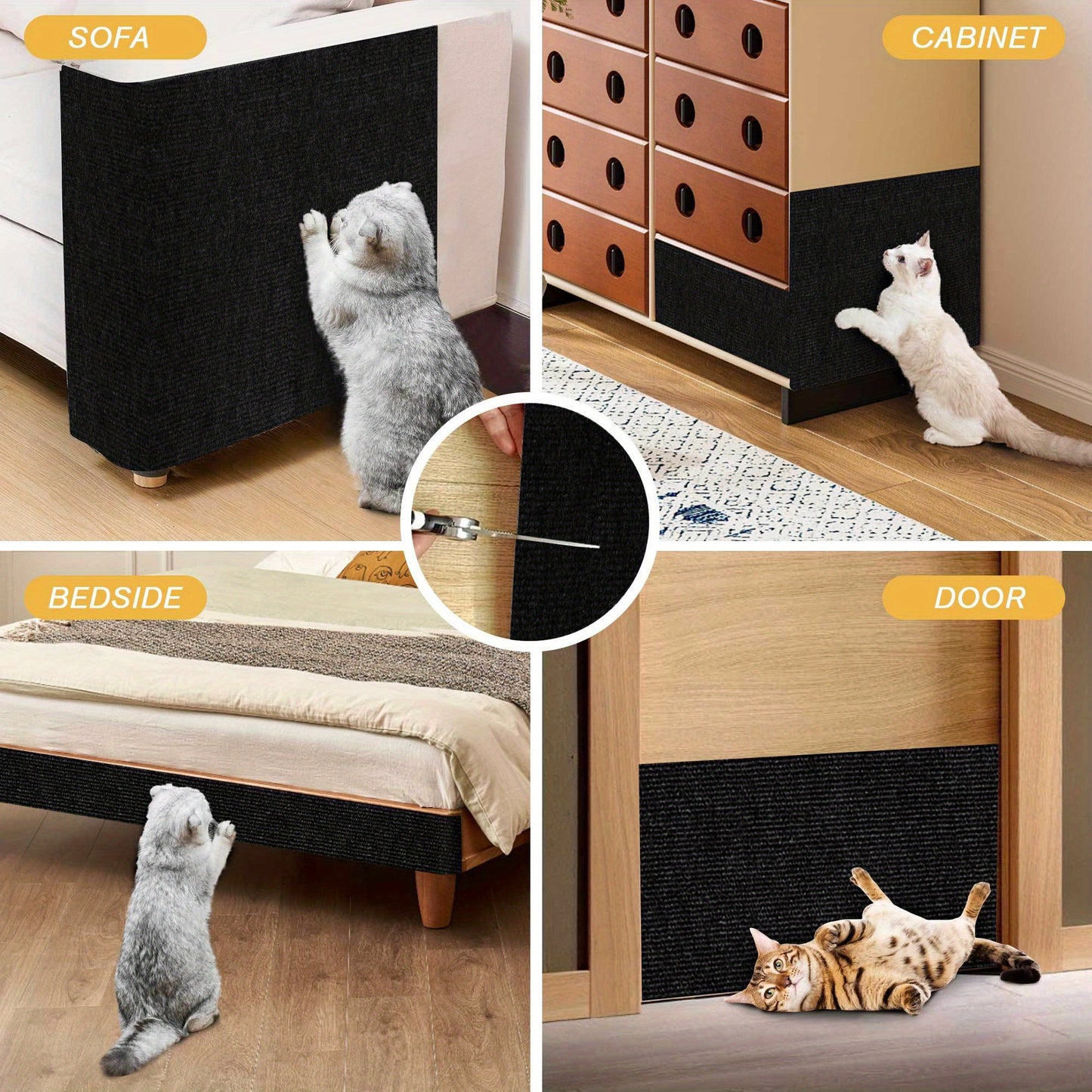 1pc WhiskerWonders Polyester Cat Scratching Mat - Self-Adhesive, Durable Felt Scratch Pad for Wall & Furniture, Multi-Size Pack for All Cats