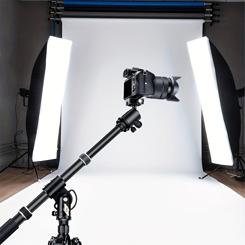 Lightweight horizontal pole with small camera swing arm for shooting vertically at 90 degrees. Compatible with DSLR, mirrorless cameras, and mobile phones. Bottom interface is 3/8 inch and