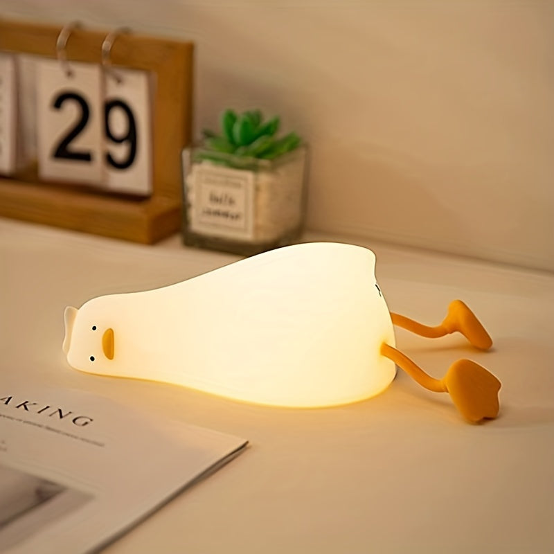 Silicone Duck LED Night Light - Dimmable & Timer-Controlled Bedside Lamp with Touch Control for Cute Bedroom Atmosphere