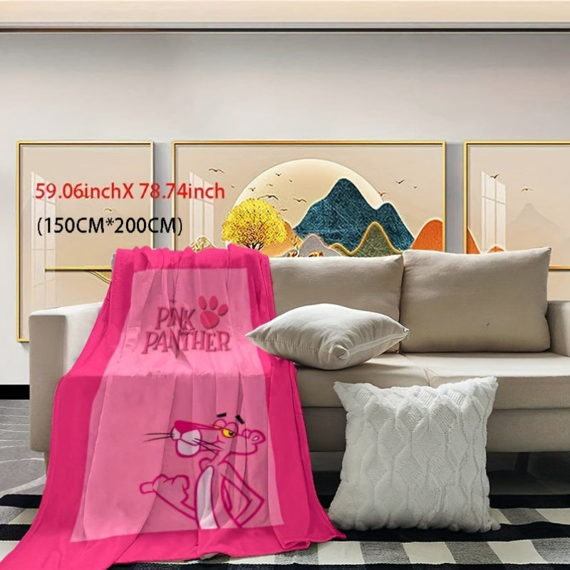 Cozy up with the stylish Pink Panther Print Flannel Fleece Throw Blanket. This soft and warm blanket is perfect for using on the sofa, in the office, or while camping or traveling. It's a multifunctional gift that can be used in all seasons, featuring a