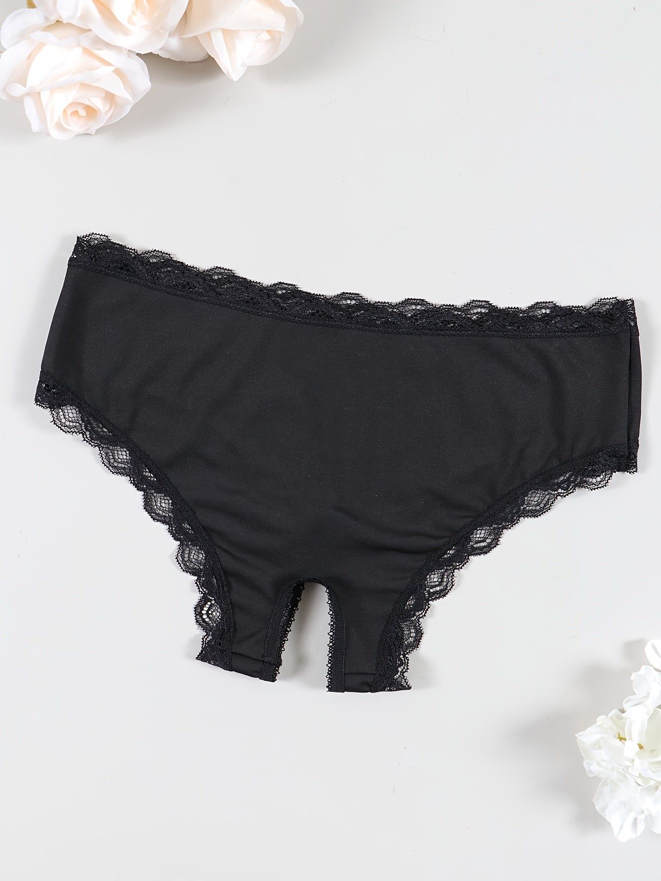 Stylish lace triangle panties with moon and sun prints, breathable and comfortable with a sexy open-crotch design.