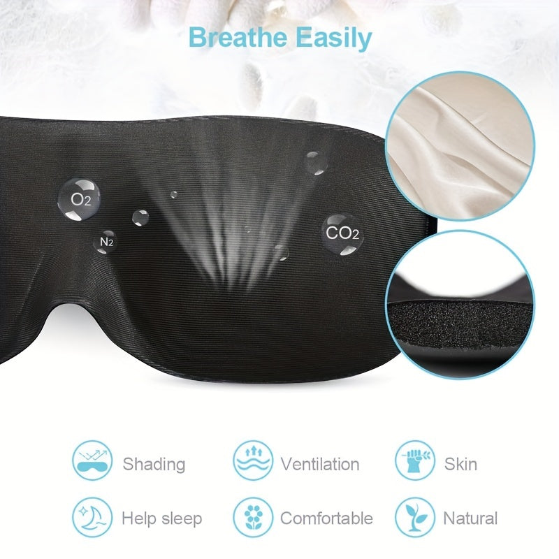 1 Pack 3D Contoured Sleep Mask with Memory Foam, Buckle Closure, Breathable Cotton Material, Ideal for Travel & Airplane Use, No Power Needed