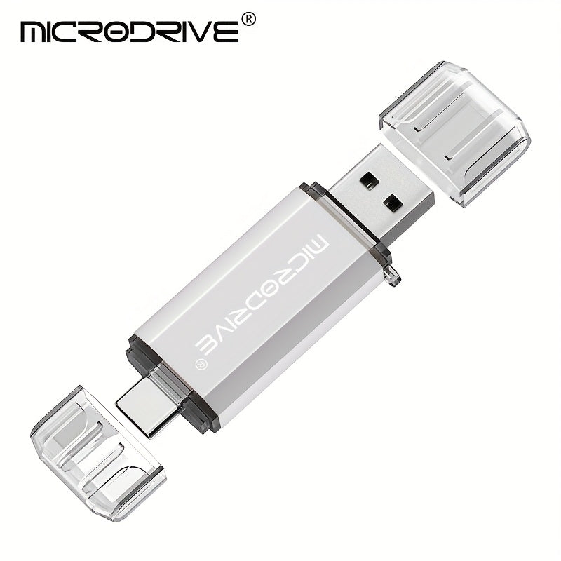 MICRODRIVE 2.0 USB-C Flash Drive - High-Speed OTG Memory Stick, Frosted Metal Texture, 128GB/64GB/32GB/16GB, Laptop & Smartphone Compatible, Red/Black, Cute Design