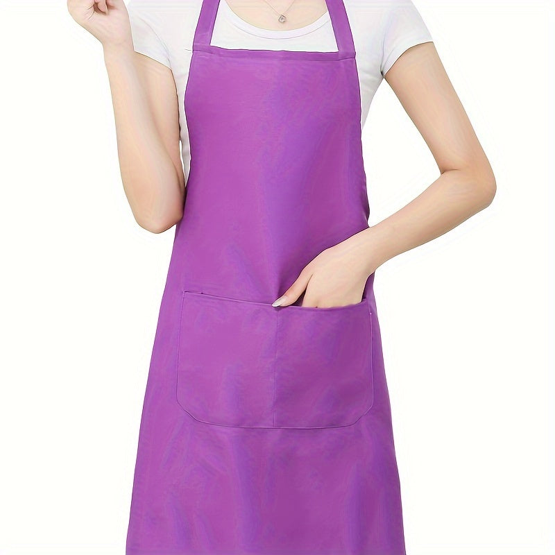 Waterproof adjustable polyester apron with pockets in red, black, and pink. Ideal for cooking, BBQ, and salon use. Great for BBQ essential gear.