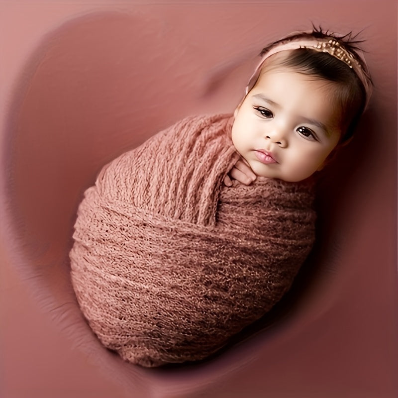 Knitted Baby Wrap Set with Pearl Hair Accessories - Perfect Gift for Christening, Photography Props, and Seersucker Wrap