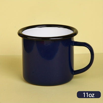 Enamel cup for coffee shop, restaurant, camping, travel, or barbecue, 11oz.