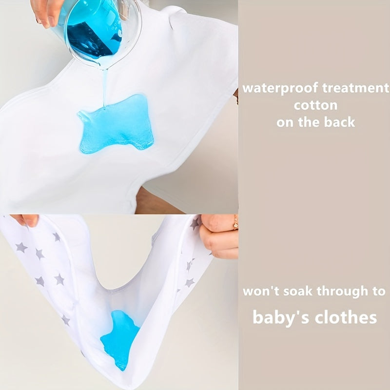 Easter Gift: Set of 5 Waterproof Baby Cotton Bibs with Three-Layer Design, Perfect for Drooling, Teething, and Feeding. Features Bottom Waterproof Cloth for added protection.