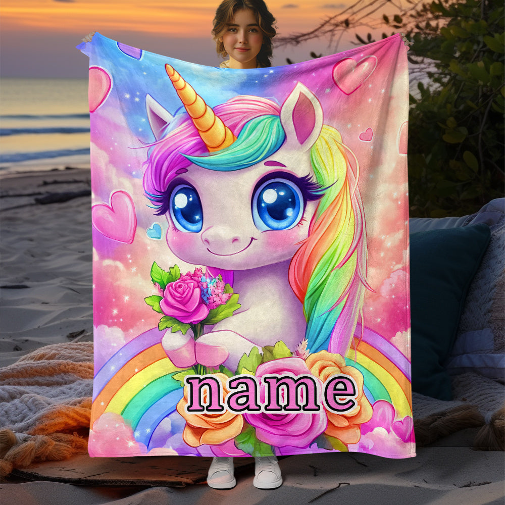 Personalized Name Mythical Creature Design Blanket - High Definition Print, Perfect for Sofa, Bed, or Travel - Custom Fleece Blanket, Soft and Cozy - Great Gift for Loved Ones.