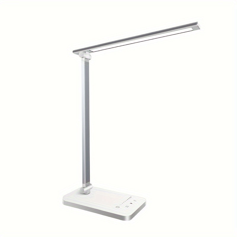 Adjustable LED Desk Lamp with Touch Control, 5 Lighting Modes & Brightness Levels, 45-Minute Auto Timer, USB Powered, Dimmable Table Lamp - White/Black