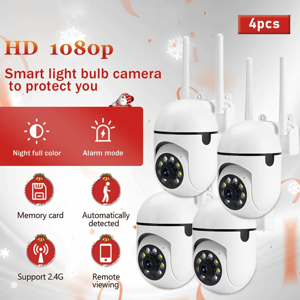 HD Security Camera System with 4 cameras, PTZ, Two-Way Audio, Night Vision, Smartphone Compatible, USB Powered, Wi-Fi enabled. Ideal for home security, suitable for ages 14 and up.