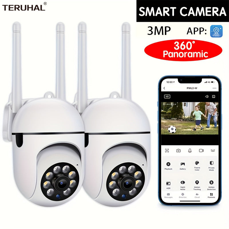 The Teruhal 3MP Wireless Security Camera is perfect for both indoor and outdoor use. It features WiFi connectivity with auto tracking, alarm capabilities, and color night vision. The advanced AI motion detection ensures you never miss a thing, while the