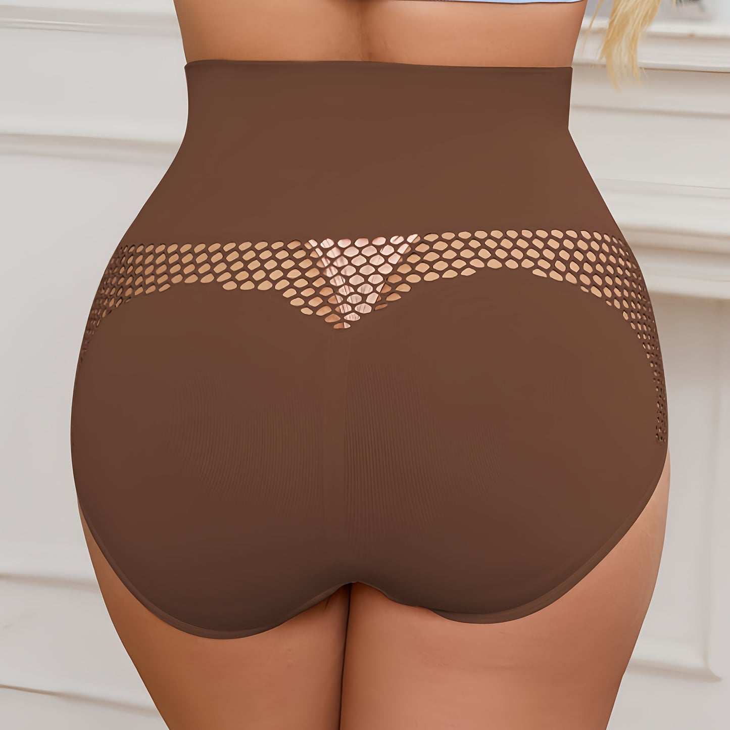 ZIMI COLLECTION Seamless High-Waist Shaping Panties with Tummy Control & Butt Lift, Breathable Mesh Detail, Comfortable Daily Wear - Nylon & Elastane Blend