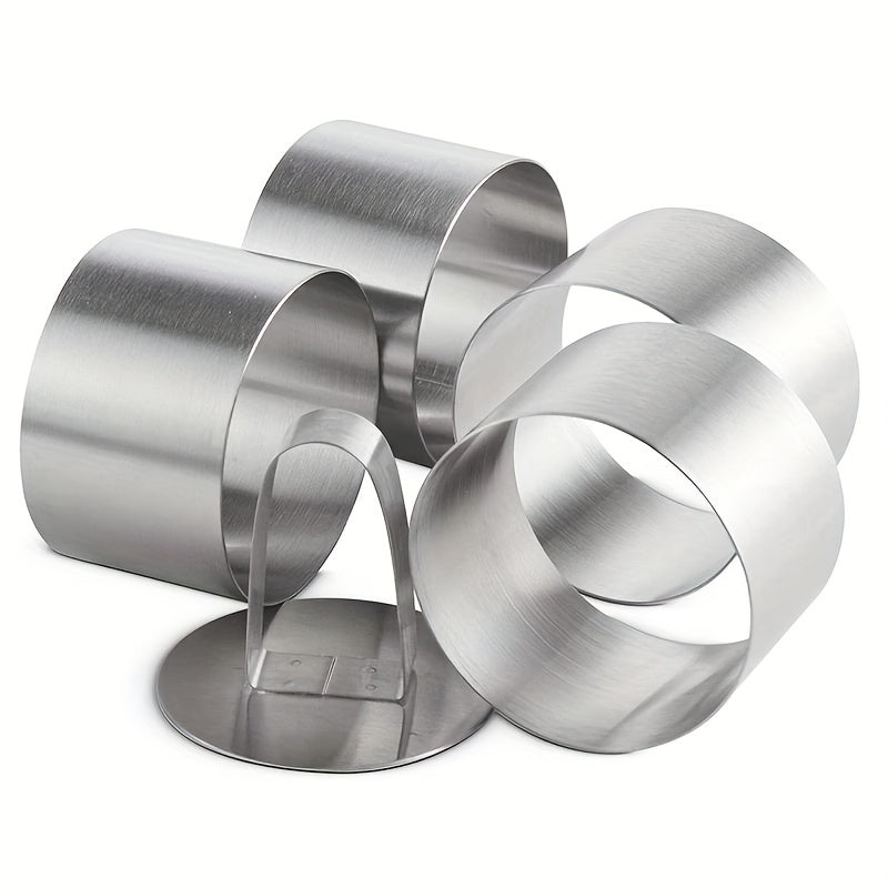 Stainless Steel Round Cake Ring Mold - Ideal for DIY Cupcakes, Salads, and Desserts. Great for Baking and Decorating!