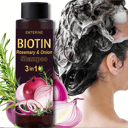 EMTERINE 3-in-1 Biotin Rosemary & Onion Shampoo, Quruq, Qulqilovchi Sochlar Uchun, Uzoq Muddatli 100g