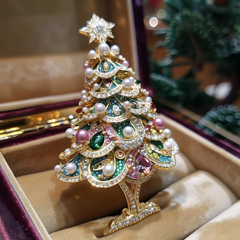 The best gift for the holidays - an elegant and luxurious crystal brooch shaped like a Christmas tree, perfect for both women and men.