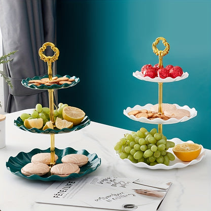 Elegant 3 tier cupcake stand with ruffled or lacy design perfect for tea parties, weddings, and more. Ideal for decorating and serving desserts at any occasion.