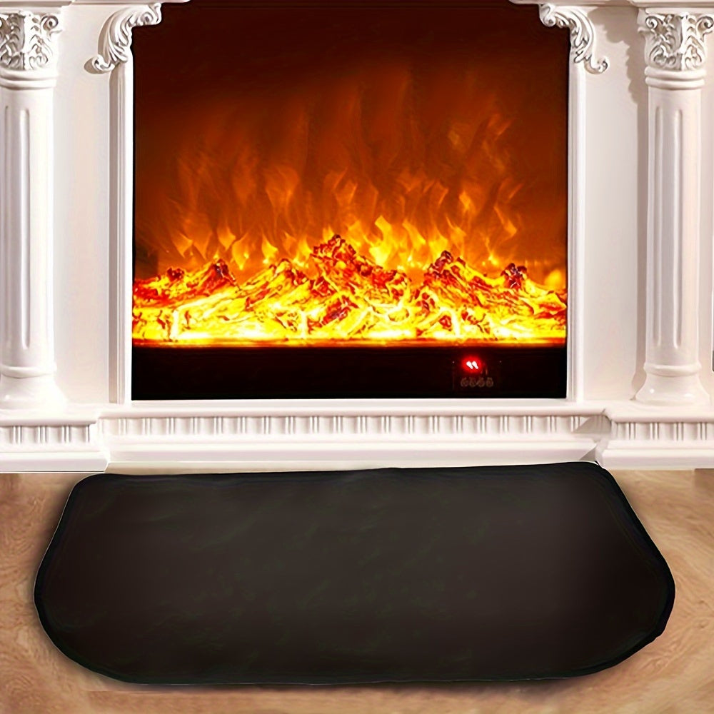 Flame Retardant Fireplace Mat, Heat-Resistant Double-Layer Glass Fiber Silicone Blanket, Large Rounded Corner Design, Essential Home Safety Tool