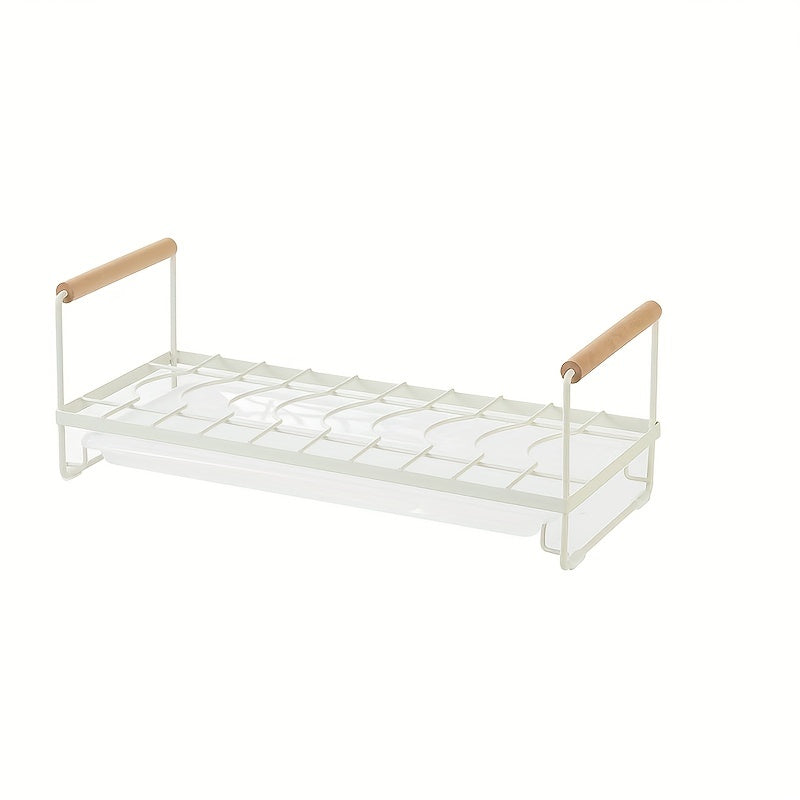 Metal Dish Rack that Saves Space - No drilling required, keeps dishes and utensils organized on the countertop, ideal for efficient kitchen storage.