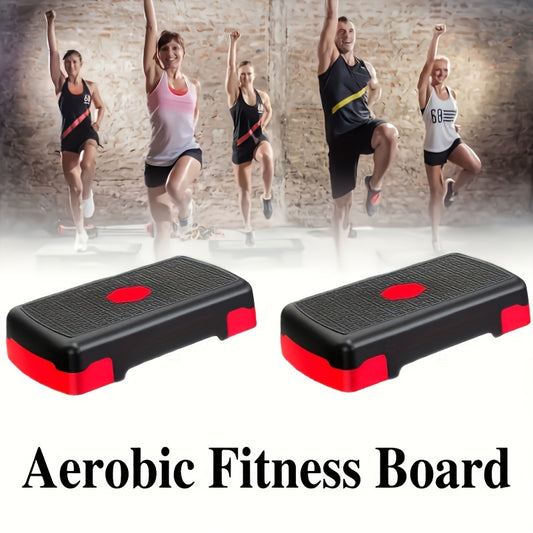 Adjustable 44.96cm Aerobic Step Platform in Gray/Red - Non-Slip, Durable Gym equipment for Yoga & Training