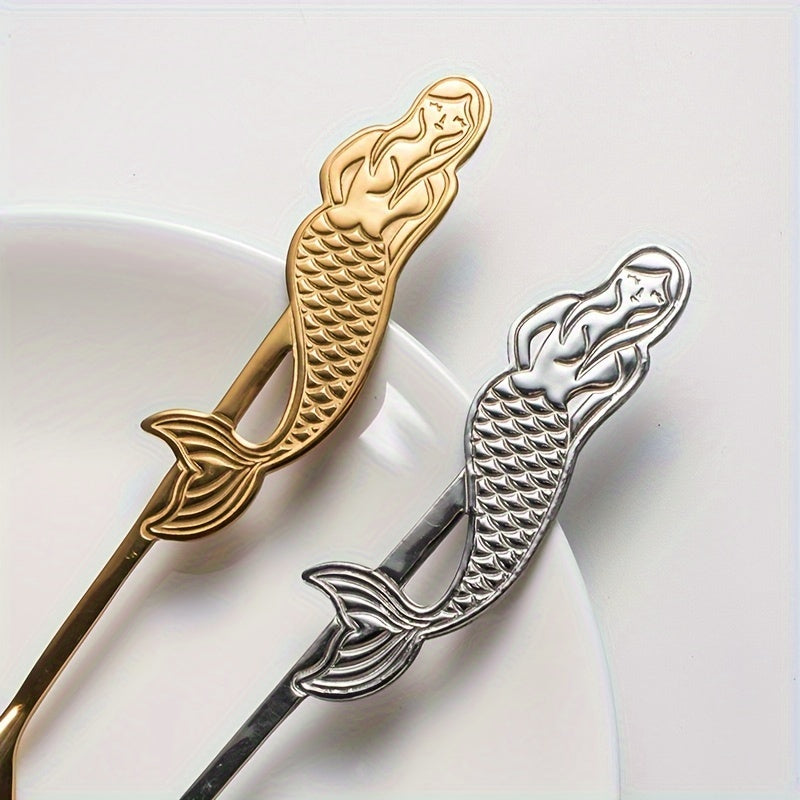 Mermaid Shaped Coffee Spoon made of 304 Stainless Steel, Perfect for Coffee Shops, Christmas, Thanksgiving, Weddings, and Housewarmings. Ideal Gift and Kitchen Decor with Mirror Finish, Dishwasher Safe.