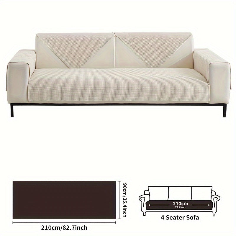 Chenille sofa cover, spill-resistant, pet-friendly, non-slip, machine washable protector for various sofa sizes, home & office decor.