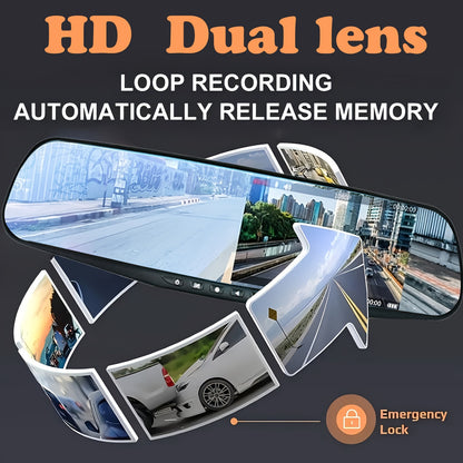 YiXingjia Dual-Lens HD Car Dash Cam with Reverse Image & Loop Recording - Rechargeable Lithium Battery, Memory Card Included