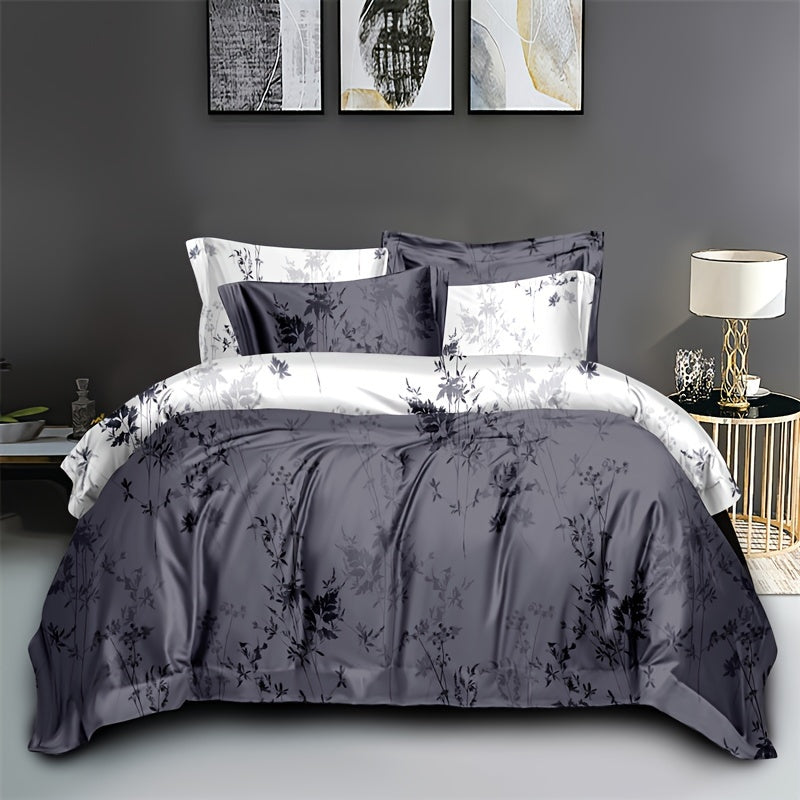 3-piece bedding set includes floral duvet cover with matching pillowcase; machine washable.