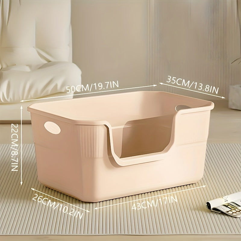 XL Cat Litter Box with Splash Protection, Semi-Enclosed & Open Design, Includes Scoop and Deodorant Bag