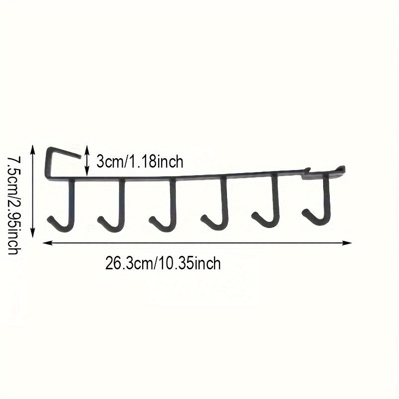 Компактный органайзер для кухонного шкафа для кофейных чашек, ремней и шарфов. Эта прочная пластиковая стойка для хранения имеет 6 крючков и идеально подходит для организации вашей кухни.
