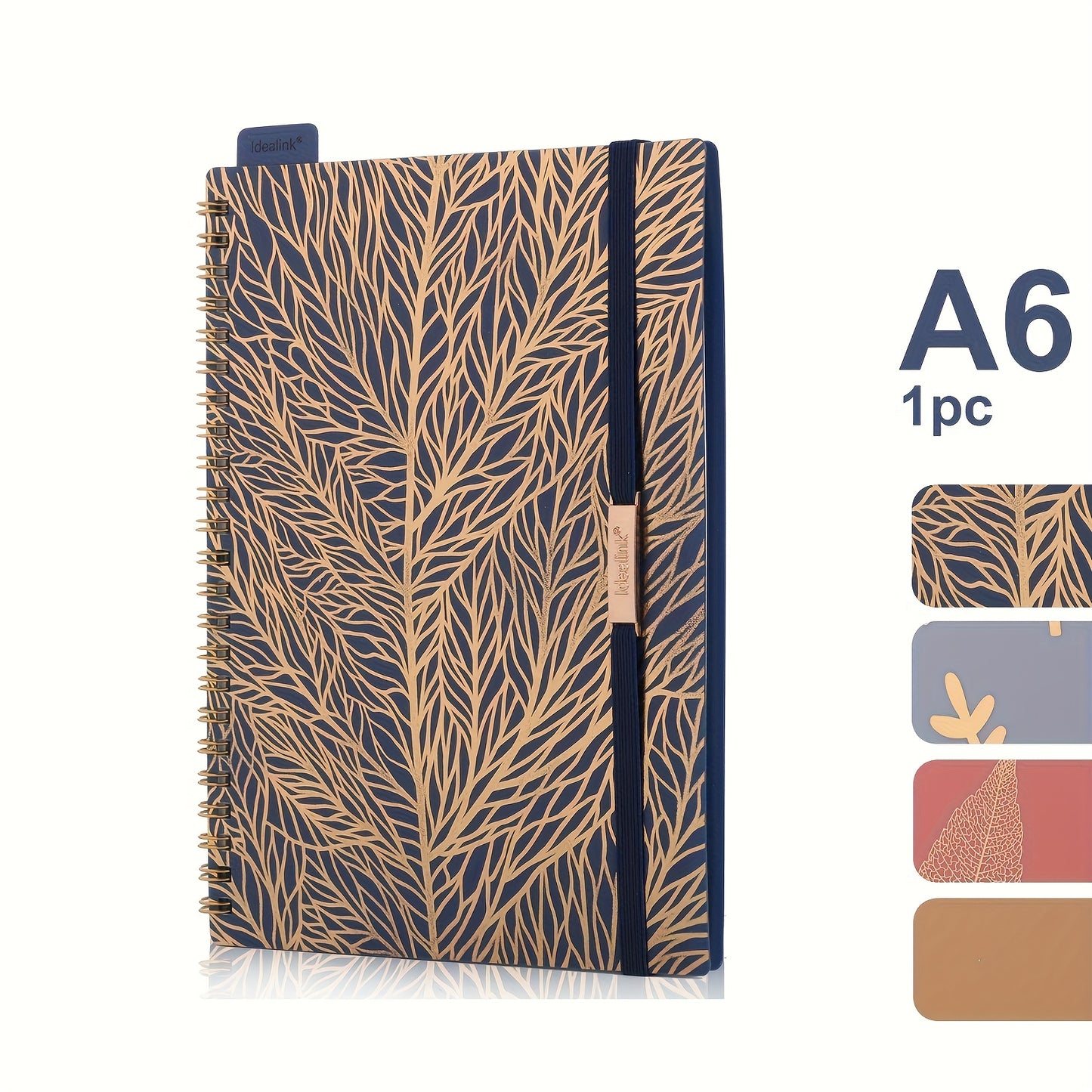 1 spiral notebook with 160 pages, A5/A6 size, floral design with hot stamping. Includes bandage diary, study planner, perfect for teachers and office supplies. Ideal for back-to-school.