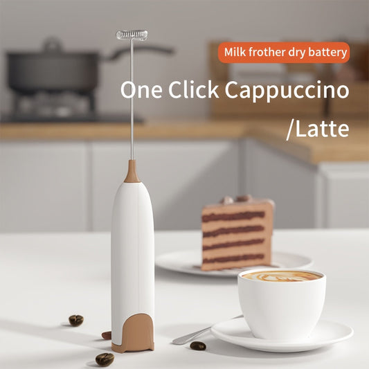 Battery-powered electric mixer ideal for frothing milk and stirring coffee, upgraded to provide a perfect froth. This handheld milk frother and coffee stirrer is also great for beating eggs.